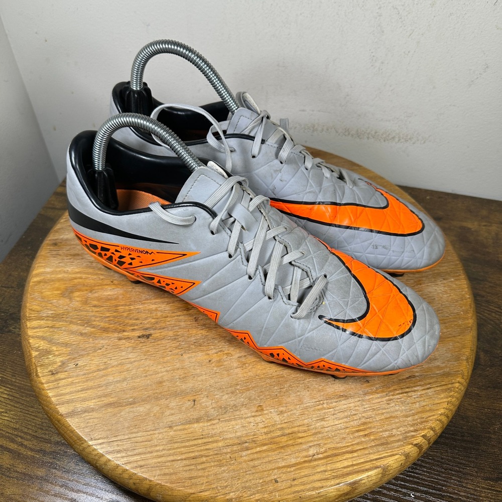 Nike Hypervenom Phatal II FG Mens Soccer Cleats Grey Orange 749896-080 Size 11